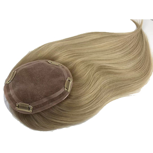 Vente en gros de postiches humaines alignées sur les cuticules attachées à la main 100% postiche Blonde Monofilament Topper pour les Blancs Base Mono chinoise - Product Image 1