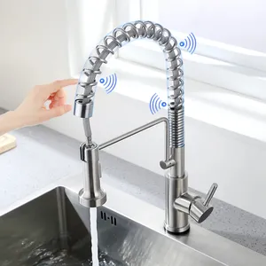 Gurme mutfak musluk siyah mutfak muslukları dokunmatik sensör akıllı su mikser musluk Pull-down sıcak ve soğuk su mutfak lavabo musluğu