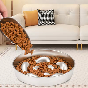 Gamelle pour animaux de compagnie grande capacité en acier inoxydable, gamelle anti-glouton pour chien avec base antidérapante en silicone pour chats et eau - Product Image 4