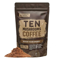 Café Instantáneo de Marca Privada con Extracto de Champiñones, Empaquetado a Granel/Bolsa, Certificado Halal, Sabor Suave y Amargo para Adultos
