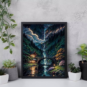 Kit de Peinture par Numéros Série Paysage : Pont Alpin Chinois Fantastique, Tableau Décoratif Pliant Peint à la Main - Product Image 2