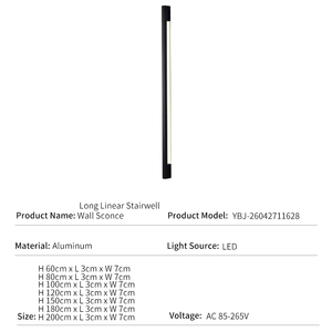 Applique Murale Linéaire en Aluminium, Style Nordique Minimaliste Moderne, pour Chambre à Coucher, Chevet, Salon, Décoration d'Ambiance, Luminaire LED Long Noir - Product Image 3