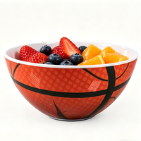 Bol à Popcorn Incassable en Mélamine de 8,5 Pouces, Bol à Collation Thème Basket en Mélamine pour Jour de Match