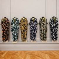 Nouvelle robe musulmane orientale rétro en gros, à manches courtes, col en V, imprimée