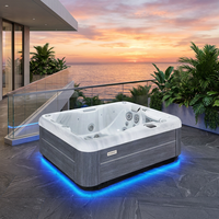 VIRLUX Jacuzzi carré moderne de luxe avec cascade extérieure, écologique, 25 jets, acrylique Aristech durable