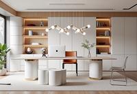 Bureau-bibliothèque moderne sur mesure pour hôtel et appartement, éco-responsable (niveau ENF), modulaire, avec choix multiples de panneaux, direct usine