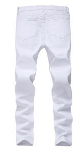 Tinta unita giovani pantaloni taglie forti pantaloni bianchi Jeans da uomo taglia 38 Noir Jeans abbottonati a vita alta - Product Image 2