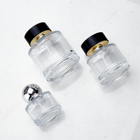 Flacon de parfum en verre transparent cylindrique de luxe de 30 ml avec pulvérisateur à pompe et col en aluminium + plastique PP