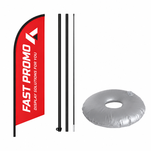 Drapeau publicitaire personnalisé en polyester et fibre de verre, impression numérique, pour salon professionnel, événementiel, solution marketing avec base - Product Image 1
