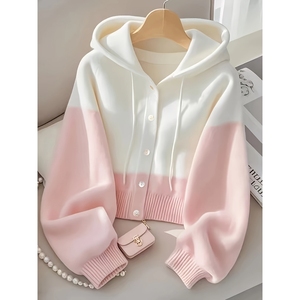 Maglione lavorato a <span class=keywords><strong>maglia</strong></span> Patchwork con cappuccio da donna nuovo <span class=keywords><strong>maglia</strong></span> Top Sehe Fashion - Product Image 1