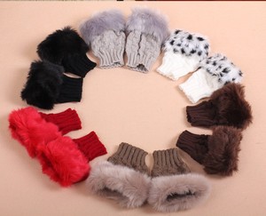 T001 Autumn Winter Korean Version Imitation for <b>Fur</b> Knitted Warm Half-Finger Gloves China Manufacturer Wholesale - Product Image 5