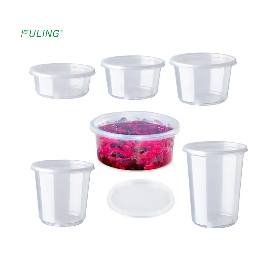 clear leakproof disposable to go plastic thermoform round fruit salad packaging food lunch food containers for delivery