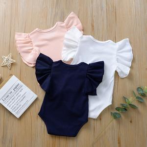 Romper Rajut Kasual Musim Panas Bayi Unisex Baru Lahir, Bodysuit Ribbed Polos, Jumpsuit Pendek, Onesie Bayi Kancing Tekan - Product Image 2