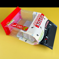 Emballage alimentaire en plastique transparent personnalisé avec fenêtre, fond plat, fermeture éclair, sachet doypack pour biscuits, emballage de dattes