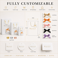 Sacs cadeaux en papier blanc de luxe personnalisés avec logo en feuille d'or, poignées en ruban satiné et étiquettes assorties pour les marques de mode, emballage de bougies