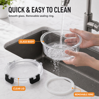Boîte à lunch en verre borosilicate écologique, compatible micro-ondes, avec couvercle hermétique