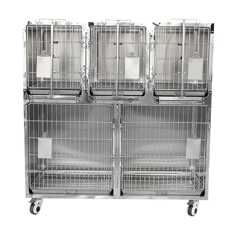 Veterinary pet hospital clinic stainless steel 304 combined hospital vet pet cages for dog cat hotel