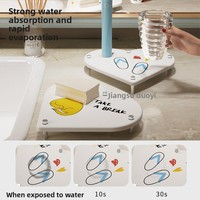 Support de séchage multifonctionnel en diatomite moderne pour comptoir d'évier, absorbant l'humidité et l'eau, avec porte-brosse à dents et porte-gobelet