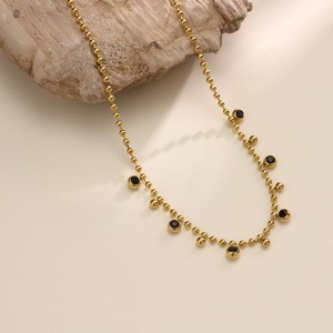 Nuevo Collar de Moda para Mujer, Estilo Vintage, Simple, de Acero Inoxidable Dorado con Colgante de Zirconia, Joyería de Regalo para Venta al Por Mayor - Product Image 5