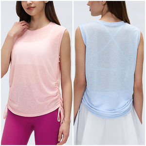 Débardeur de yoga <span class=keywords><strong>sans</strong></span> manches à séchage rapide pour <span class=keywords><strong>femme</strong></span>, en fil slub léger, coupe ample, idéal pour la course et le fitness estival - Product Image 2