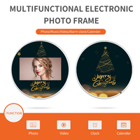 Cadre photo numérique portable rond de 7 pouces avec lecture vidéo, horloge, MP3 - Coque en plastique ABS sur mesure