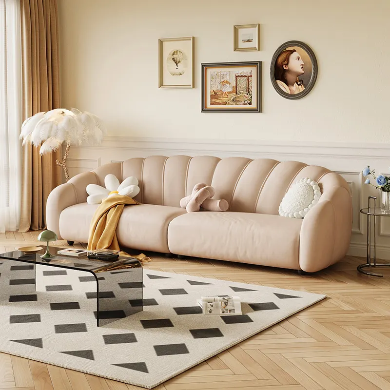 アメリカンスタイルの家のリビングルームの家具豪華な2人掛け本革のソファソファ