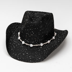 Chapeau de cowboy occidental européen américain unisexe, chapeau de jazz à large bord avec paillettes, chapeau d'été respirant, protection solaire - Product Image 3