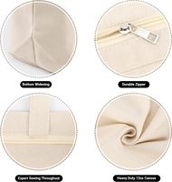 Sac fourre-tout réutilisable en toile de coton naturel beige de 12 oz, petit format, robuste, avec fermeture éclair, idéal pour la plage et les cadeaux de voyage