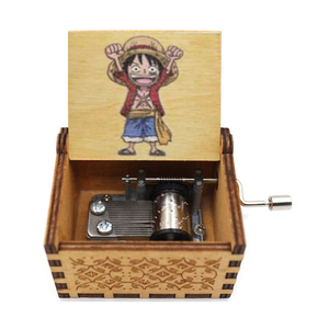 Boîte à musique en bois gravée à la main, style vintage, 6,4 cm, <span class=keywords><strong>avec</strong></span> manivelle, motif Anime Luffy et les Pirates du <span class=keywords><strong>Chapeau</strong></span> <span class=keywords><strong>de</strong></span> <span class=keywords><strong>Paille</strong></span>, 17 designs, idéale comme cadeau promotionnel - Product Image 4