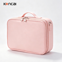 Organisateur de cosmétiques de voyage portable de grande taille avec fermeture éclair et logo personnalisé, double couche, imperméable, avec séparateurs amovibles, pour les maquilleurs
