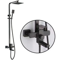 SUS 304 acier inoxydable nickel brossé 3 Triple fonction pluie mural douche supérieure et bain douche robinet ensemble salle de bain