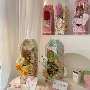Elegante caja de embalaje de flores Ramo de floristería decorativo Regalo portátil reciclable con ventana abierta - Product Image 3