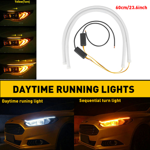 2x 60cm 24inch Car <b>LED</b> Switchback DRL daytime running lights <b>Tube</b> Light Strip Amber Sequential Flow Turn Signal - Product Image 6