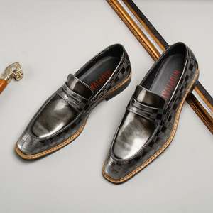 Nuevos Mocasines Personalizados para Hombre con Punta Cuadrada, Diseño a Cuadros, Cuero Liso Patentado, con Cordones, Transpirables, para Otoño, Formales y de Negocios - Product Image 6