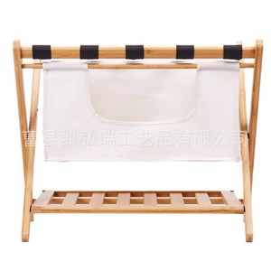 Simple wooden luggage <b>storage</b> rack for hotel bedrooms, double-layer foldable luggage rack, <b>suitcase</b> holder - Product Image 5