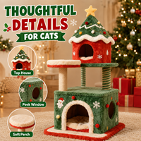 Arbre à chat de Noël personnalisé OEM ODM 90 cm, tour multi-niveaux pour chat, griffoir en sisal, maison en peluche, vente en gros
