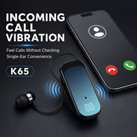 Auriculares con Clip para Cuello K65, 5.2 ENC, Cable Retráctil, Almacenamiento con un Solo Botón, Vibración de Llamadas Entrantes, Pantalla Digital, 140mAh, 200H