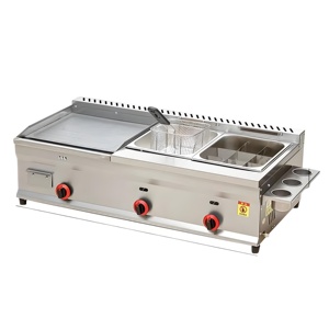 Hot Selling Commercial Gas Bakplaat + Dubbele Frituurpot Restaurant Hoge Kwaliteit Roestvrijstalen Apparatuur Gasturbine - Product Image 6