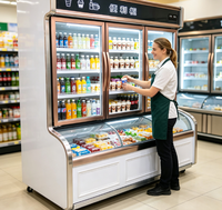 Vitrine réfrigérée commerciale pour supermarché, porte vitrée, refroidisseur de légumes et de fruits, congélateur vertical