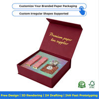 Boîte cadeau compostable non enduite, durable, de type tiroir, avec logo personnalisé, emballage de parfum avec intérieur doublé de papier