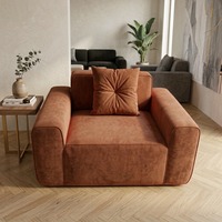 Zeitgenössisches 2-Sitzer-Sofa, geradlinig, mit breiten Armlehnen, schlichtes, solides Sofa für die Dekoration des Familienwohnzimmers