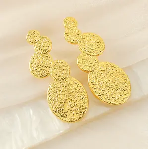 Vintage 18k Gold Plated Stainless Steel Geometric Earrings Womens Classic Statement Hypoallergenic Chunky Gold Earrings
