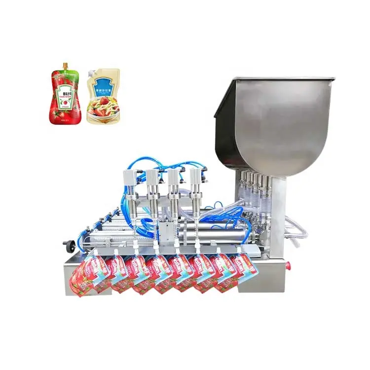 FillinMachine yarı otomatik emzik kese çanta Doypack bal suyu domates püresi sıvı içme suyu doldurma kapaklama makinesi