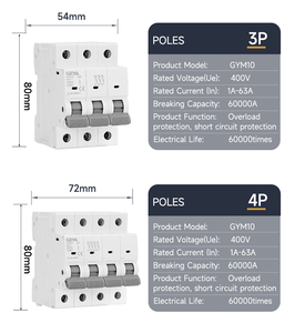 Geya gym10 3ka 1P-4P thu nhỏ ngắt mạch <span class=keywords><strong>3</strong></span> giai đoạn mạch OEM 4P 63A tuya ngắt mạch - Product Image 5