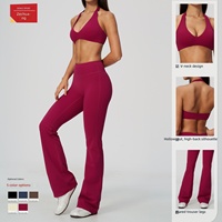 Nouvel ensemble de sport 2 pièces en tissu brossé anti-transpiration, transfrontalier, avec débardeur dos nu à bretelles spaghetti et haut de yoga très extensible