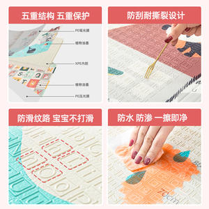 Alfombra de Juego Plegable y Gruesa para Bebés XPE, Mapa del Mundo con Muchos Peces, Pista de Ensueño, Alfabeto de Animales, Juguete Educativo para Bebés - Product Image 4