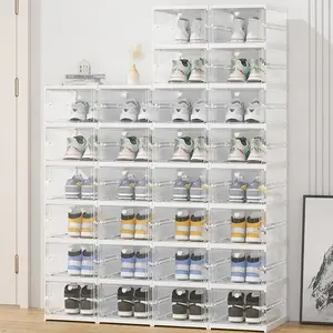 De gros lit en plastique transparent de stockage de conteneurs-Boîte à chaussures blanche claire, vente en gros, placard de lit, conteneurs de chaussures, boîte de rangement en plastique, vente en gros