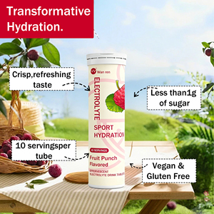 อาหารเสริมโภชนาการสำหรับนักกีฬาแบบ OEM ฉลากส่วนตัว ปราศจากน้ำตาล  ชนิดเม็ดฟู่  สำหรับการดูแลความชุ่มชื้นด้วยอิเล็กโทรไลต์  อาหารเสริมเพิ่มพลังงาน - Product Image 3