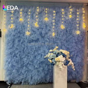 LEDA Tissu mural en tulle personnalisé, rideau enroulable pour décoration de scène de mariage, fête ou anniversaire - Product Image 6