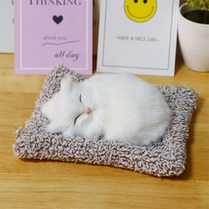 Life Like ที่นอนแมวของเล่นเด็ก,โมเดลแมวแบบคงที่ของตกแต่งโต๊ะรถเสื่อถ่านไม้ไผ่จำลองสัตว์เลี้ยงนอนหลับ - Product Image 4